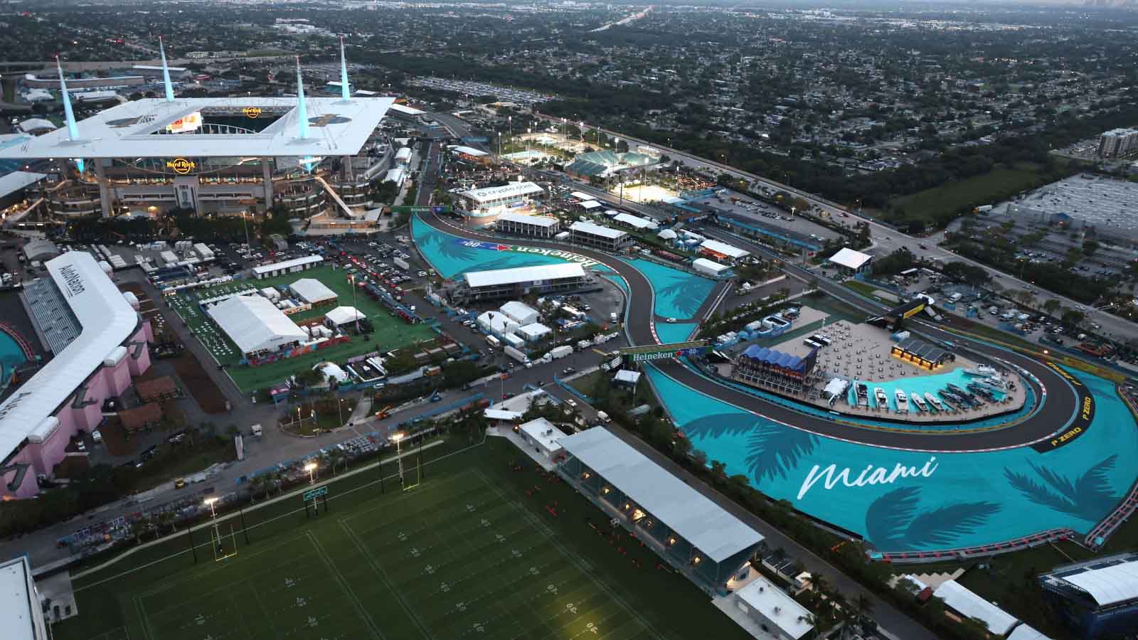 Vue aérienne de Miami. Grand Prix de Miami mai 2022.